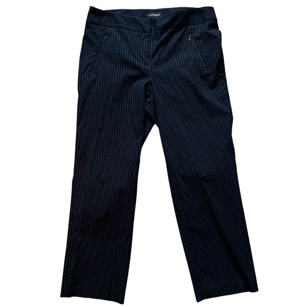 Lane Bryant Women’s Plus Size Pinstriped Career Pants Navy White Size‎ 18